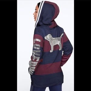 VS PINK Sequin Bling Rugby Campus Tunic Pullover